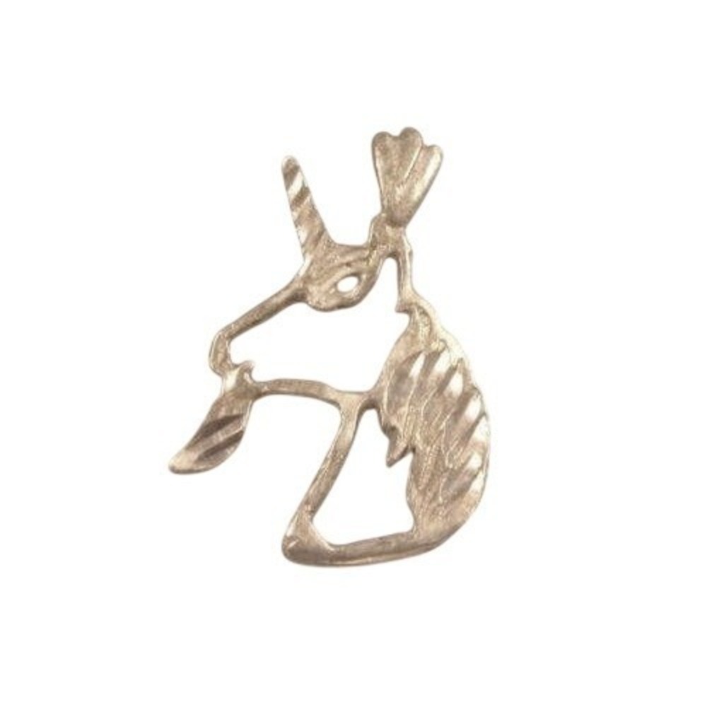 VINTAGE STERLING SILVER UNICORN PENDANT OPENWORK TEXTURED MYTHICAL CHARM‎ 925